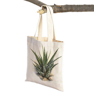 Τσάντα αγορών Floral Plant για γυναίκες Επαναχρησιμοποιήσιμη Μόδα κινουμένων σχεδίων Τριαντάφυλλο λουλούδι με εκτύπωση και στις δύο όψεις Casual πτυσσόμενη τσάντα από καμβά