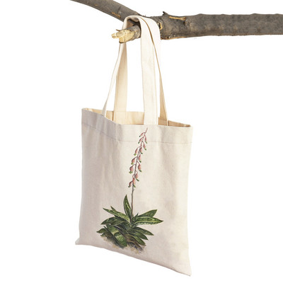 Τσάντα αγορών Floral Plant για γυναίκες Επαναχρησιμοποιήσιμη Μόδα κινουμένων σχεδίων Τριαντάφυλλο λουλούδι με εκτύπωση και στις δύο όψεις Casual πτυσσόμενη τσάντα από καμβά