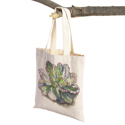 Τσάντα αγορών Floral Plant για γυναίκες Επαναχρησιμοποιήσιμη Μόδα κινουμένων σχεδίων Τριαντάφυλλο λουλούδι με εκτύπωση και στις δύο όψεις Casual πτυσσόμενη τσάντα από καμβά