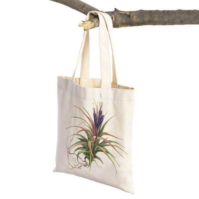 Τσάντα αγορών Floral Plant για γυναίκες Επαναχρησιμοποιήσιμη Μόδα κινουμένων σχεδίων Τριαντάφυλλο λουλούδι με εκτύπωση και στις δύο όψεις Casual πτυσσόμενη τσάντα από καμβά