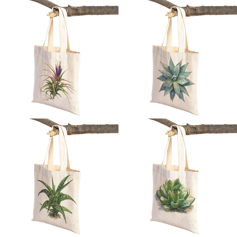 Пазарска чанта с флорални растения за жени Многократна модна анимационна роза с двустранен принт Ежедневна платнена сгъваема ръчна чанта