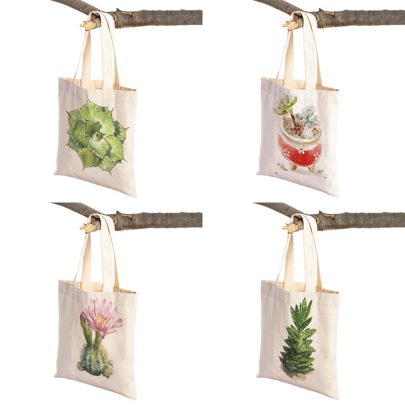 Пазарска чанта с флорални растения за жени Многократна модна анимационна роза с двустранен принт Ежедневна платнена сгъваема ръчна чанта