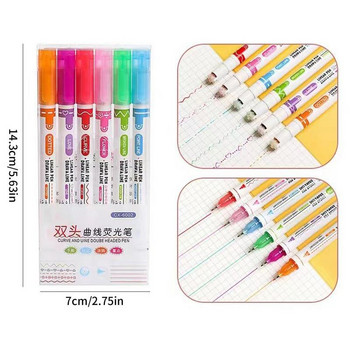 Цветни химикалки за хайлайтъри 6 цвята Flownwing Curve Pens Хайлайтери Маркери Цветни химикалки за хайлайтъри Curve Химикалки и маркери