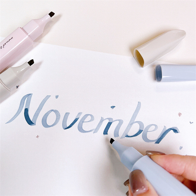 4 buc/set Kawaii Marker Pixuri Ruj Design Highlighter Moale Vârf perie Pix fluorescent Desen Pictură Liner Papetarie