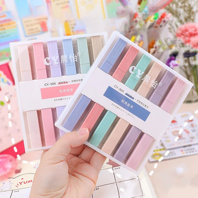 6pcs/set Highlighters Set flomaster svijetle boje s mekim vrhom DIY foto album Fluorescentna olovka Kawaii pribor za pisanje