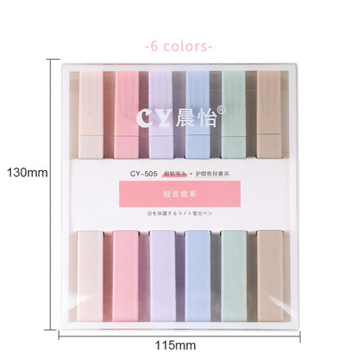 6 τμχ/σετ Highlighters Σετ Soft Tip Ανοιχτόχρωμο στυλό μαρκαδόρου DIY φωτογραφικό άλμπουμ Φθορίζον στυλό Kawaii χαρτικά προμήθειες γραφής