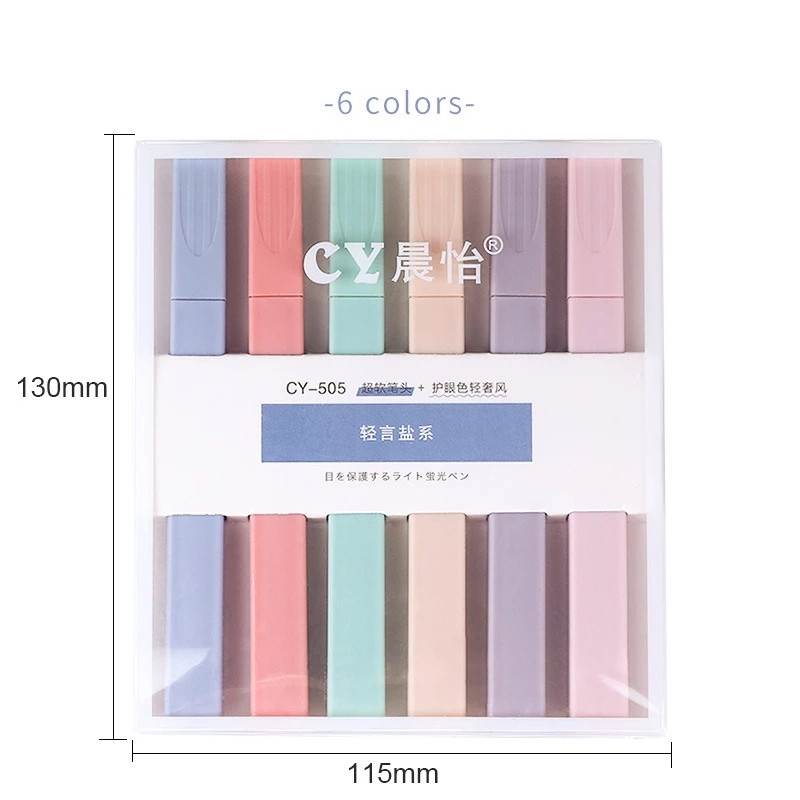 Set de 6 bucăți/set de marcatori cu vârf moale, pix de culoare deschisă, album foto, pix fluorescent, articole de papetărie Kawaii