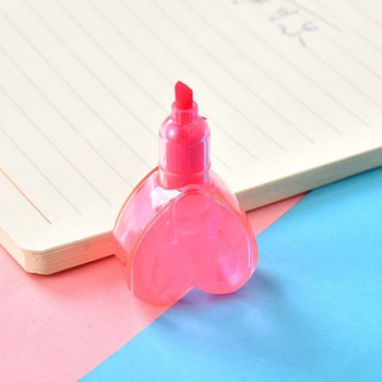 Инструмент за писане във формата на сърце и мечка Химикалка за рисуване Училищна химикалка за маркиране 6 в 1 Флуоресцентна химикалка Химикалки в цвят на дъгата
