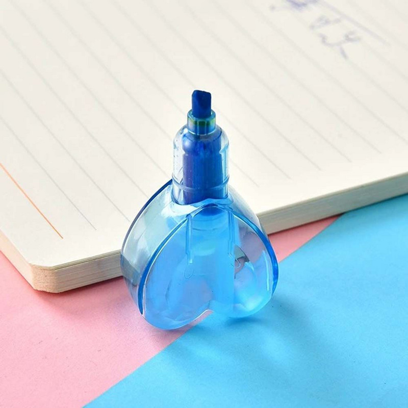 Instrument de scris în formă de inimă și urs Pix de desen Școală 6 în 1 Marcator de evidențiere Pix fluorecent Pixuri colorate curcubeu