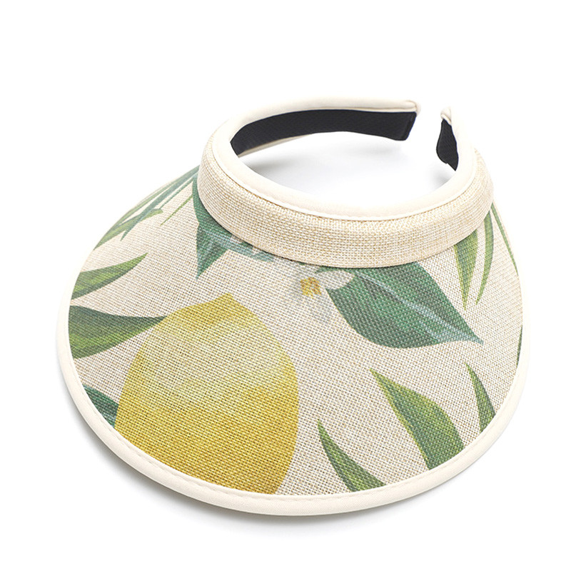 Лятна слънчева шапка за жени Слънцезащитен крем с принт на зелени листа Празни горни шапки Пътуване Плажна женска шапка с козирка