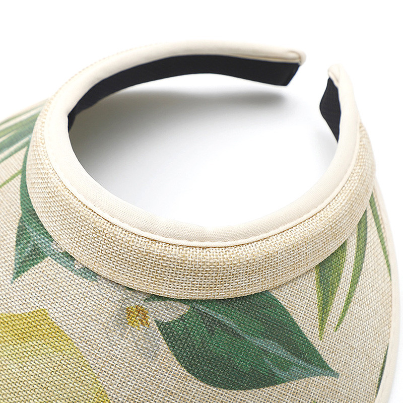 Лятна слънчева шапка за жени Слънцезащитен крем с принт на зелени листа Празни горни шапки Пътуване Плажна женска шапка с козирка