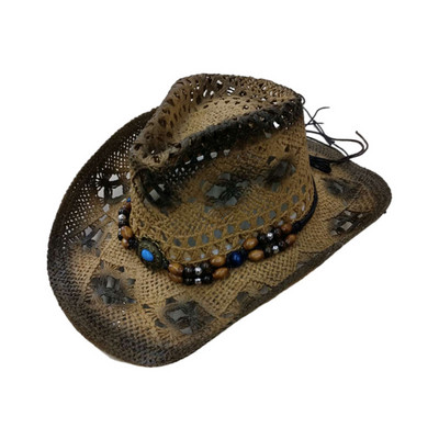 Divat vájt szalmakalap nőknek Férfiak Nyári Szabadtéri Utazás Strandkalapok Uniszex Jazz Western Cowboy Napernyősapka Gorras