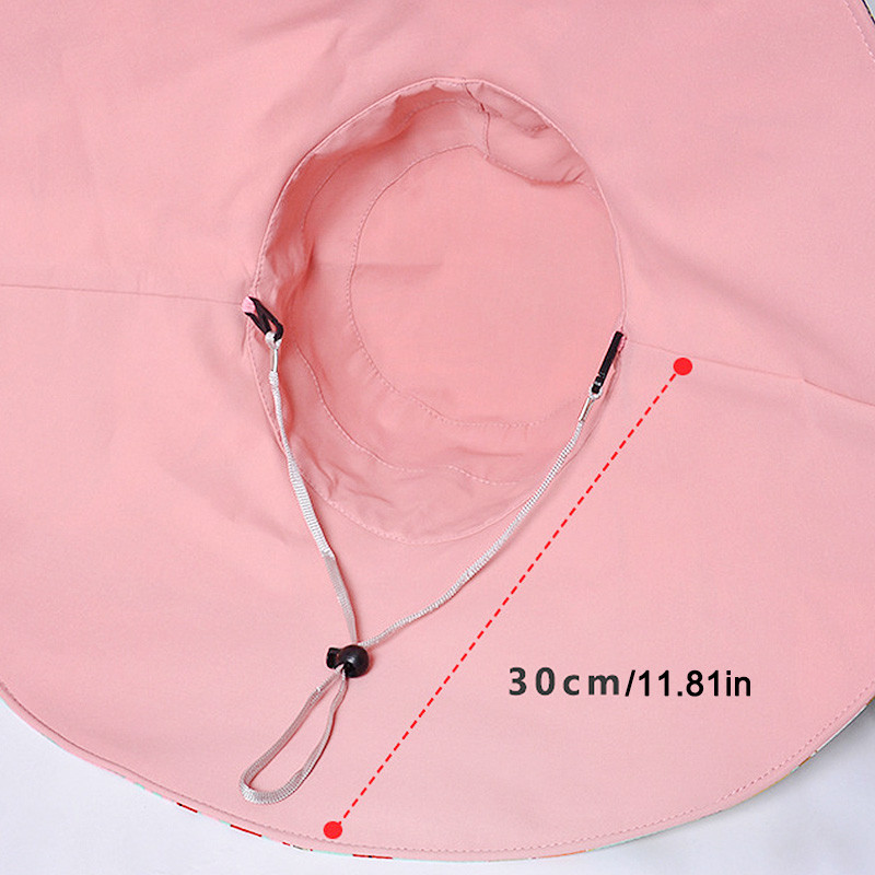 Дамска двустранна носена шапка за слънце, растителна щампа с голяма периферия, елегантна слънцезащитна кофа, шапка, плажна шапка, лека, дишаща