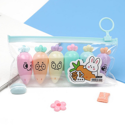 Fancy Bear Highlighters Kawaii Stationery 6 τμχ Χαριτωμένο σετ στυλό με φωσφορίζοντα highlighter Σχολικά είδη Δώρο για παιδιά μαθητές