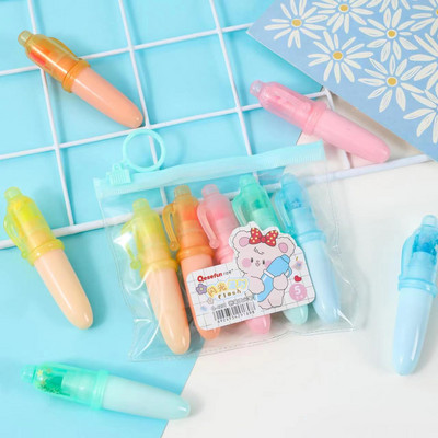 Fancy Bear Highlighters Kawaii Stationery 6 τμχ Χαριτωμένο σετ στυλό με φωσφορίζοντα highlighter Σχολικά είδη Δώρο για παιδιά μαθητές
