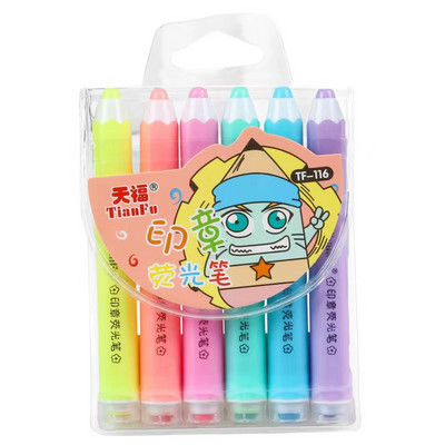 Fancy Bear Highlighters Kawaii Stationery 6 τμχ Χαριτωμένο σετ στυλό με φωσφορίζοντα highlighter Σχολικά είδη Δώρο για παιδιά μαθητές