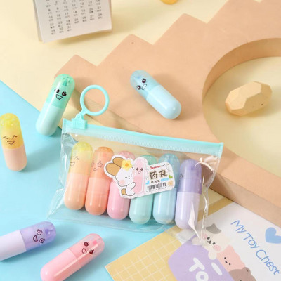 Fancy Bear Highlighters Kawaii Stationery 6 τμχ Χαριτωμένο σετ στυλό με φωσφορίζοντα highlighter Σχολικά είδη Δώρο για παιδιά μαθητές
