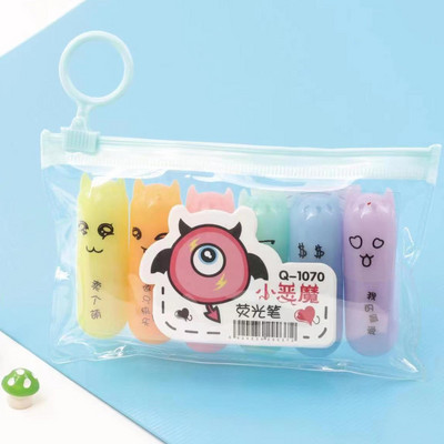 Fancy Bear Highlighters Kawaii Stationery 6 τμχ Χαριτωμένο σετ στυλό με φωσφορίζοντα highlighter Σχολικά είδη Δώρο για παιδιά μαθητές
