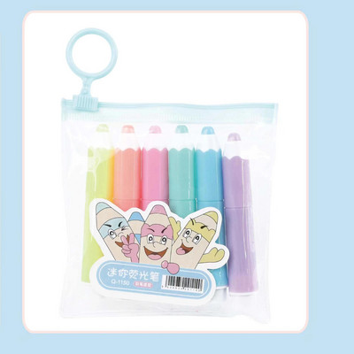 Fancy Bear Highlighters Kawaii Stationery 6 τμχ Χαριτωμένο σετ στυλό με φωσφορίζοντα highlighter Σχολικά είδη Δώρο για παιδιά μαθητές