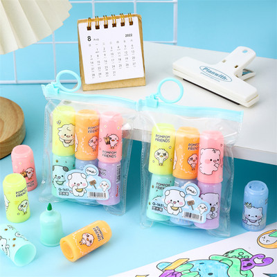 Fancy Bear Highlighters Kawaii Stationery 6 τμχ Χαριτωμένο σετ στυλό με φωσφορίζοντα highlighter Σχολικά είδη Δώρο για παιδιά μαθητές