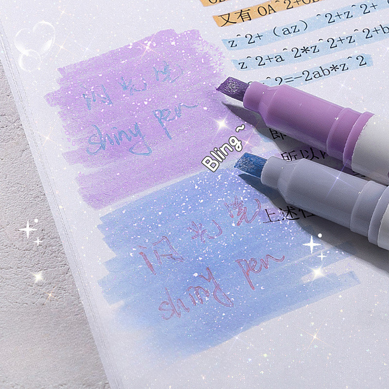 4 бр./компл. Bling маркери Химикалки Рисуване Рисуване Маркери Блестящ хайлайтер Корейски канцеларски материали Офис Студент Ученически пособия