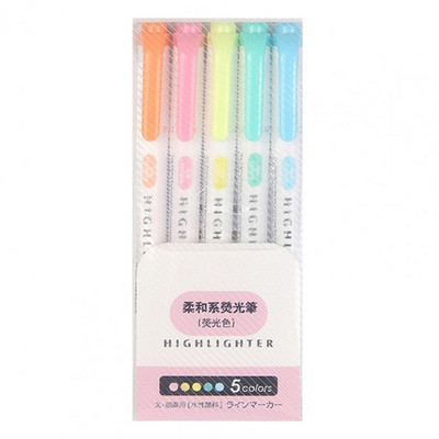 Write Fluently 5Pcs Πρακτική άνετη λαβή Φθορίζον μαρκαδόρο ομοιόμορφη έξοδο μελάνης αναλώσιμα χαρτικά