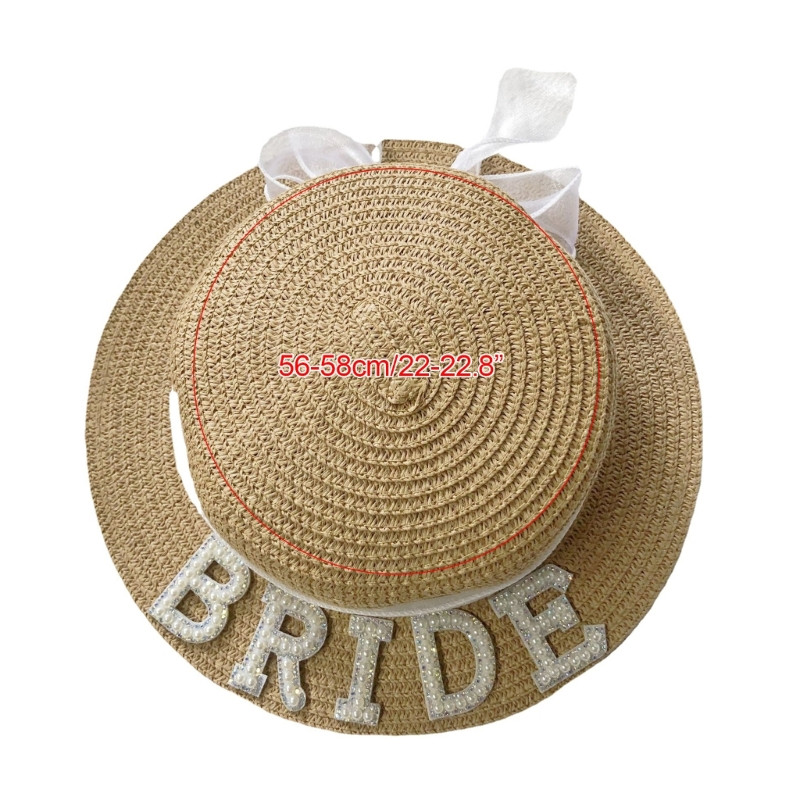 Mireasă Pălărie de paie Pearl Mire Hat Burlaci Petrecere Pălărie Boater Femei DXAA