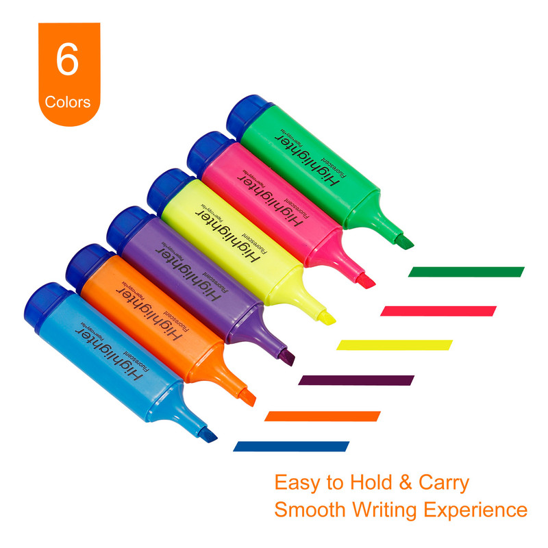 4/6 buc. Pix fluorescent pentru evidențiere, pixuri de marcare cu vârf lat, pentru desen artistic, marcaj, papetărie de birou, rechizite școlare