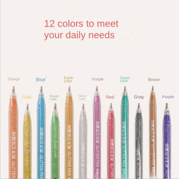 12 цвята Детска флаш цветна гел химикалка Маркер Хайлайтер Направи си сам писалка за оцветяване