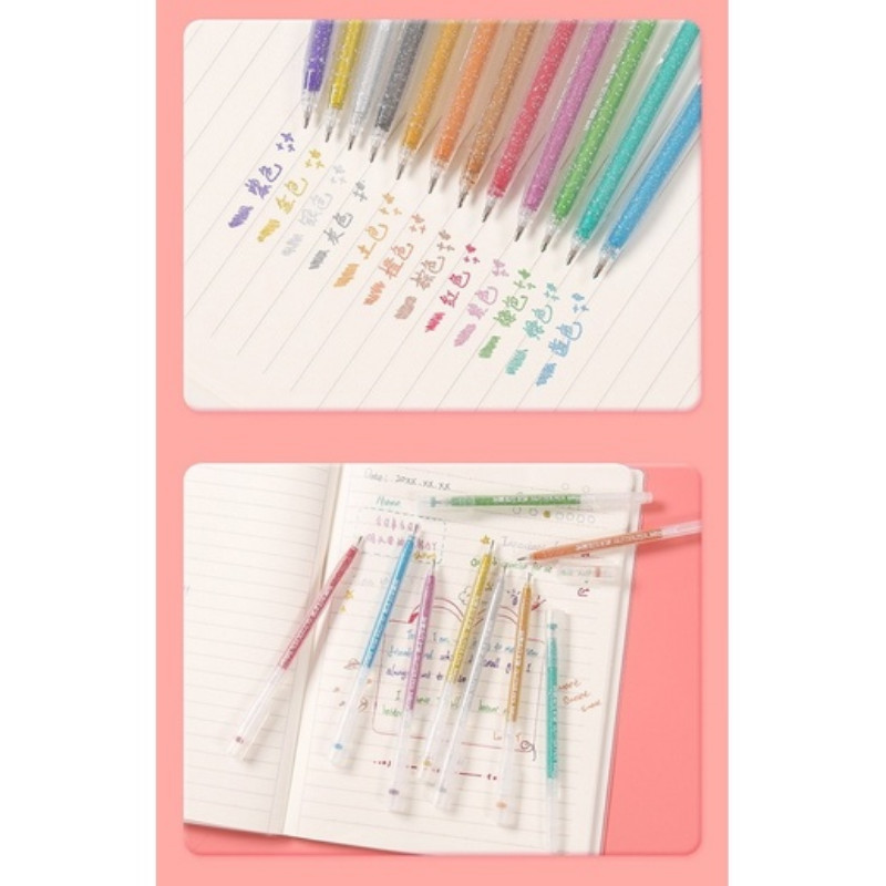 12 цвята Детска флаш цветна гел химикалка Маркер Хайлайтер Направи си сам писалка за оцветяване