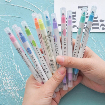 12-цветен бонбонен двуглав маркер Fresh Marker Highlighter, цветен графити Наръчник Химикалка за ученици