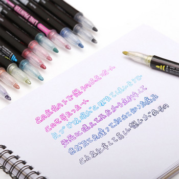 8 Χρώματα 1mm Σετ στυλό επισήμανσης με περίγραμμα διπλής γραμμής Glitter Art Marker For Student Books Writing Drawing Scrapbook