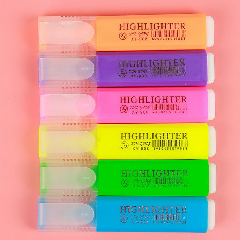 4/6 бр. Привличащи вниманието широко тяло, гладко писане, ученически маркери с връх на длето, маркери, училищни канцеларски маркери, маркери, маркери, маркери