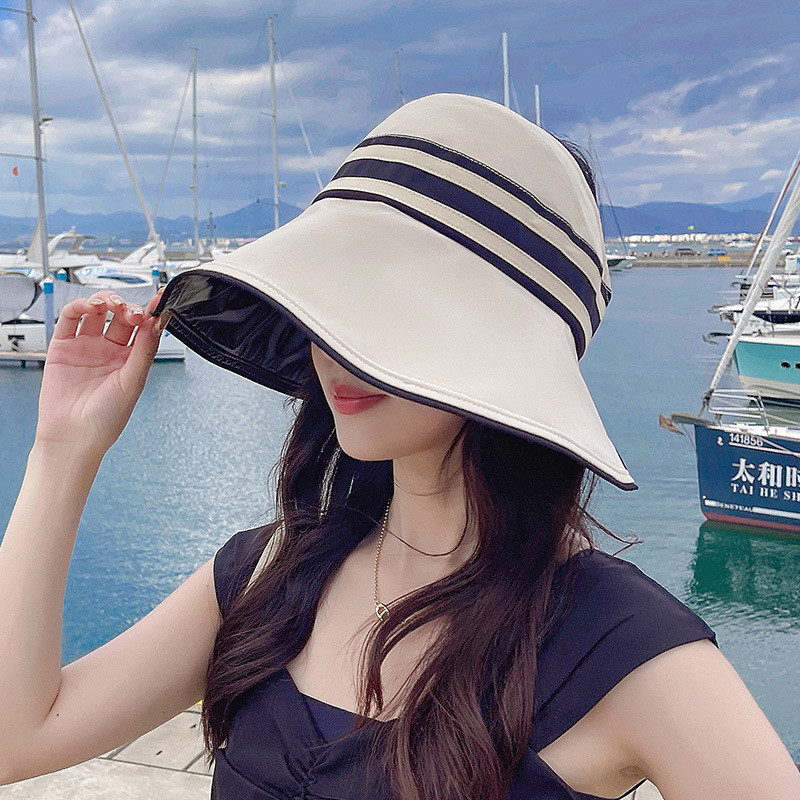 Pălărie pentru femei cu boruri largi, din bumbac, pălării de soare cu protecție UV