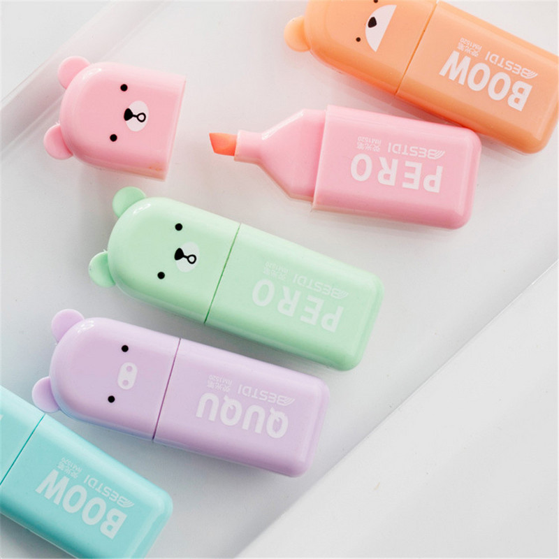 4/5/6 бр. Цветен мини хайлайтър за ученици, четене, писалка, писалка, канцеларски материали, офис аксесоари, консумативи, маркер за фокусиране