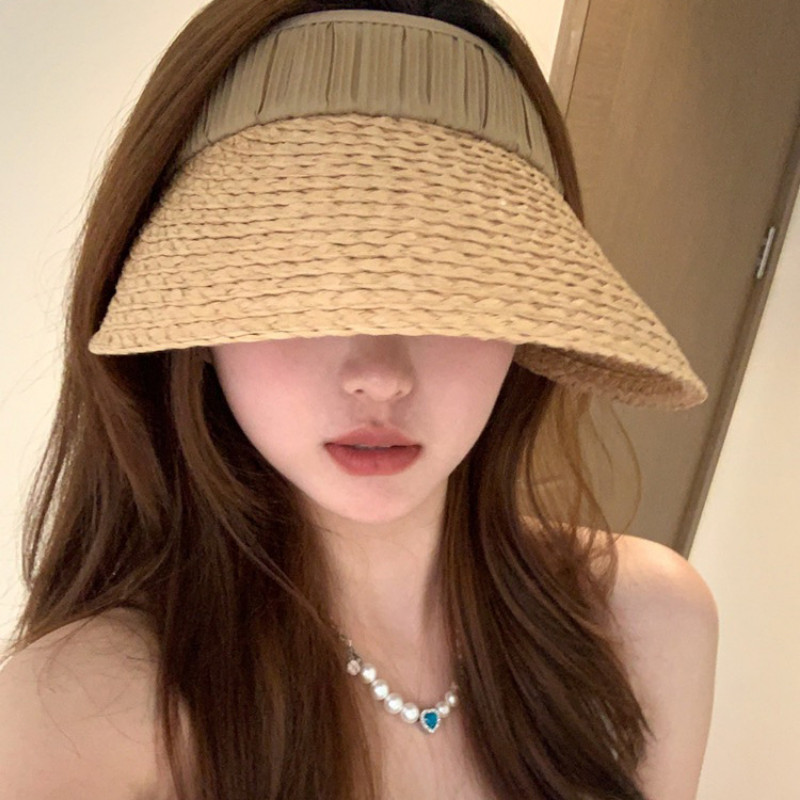 2023 Лято на открито Колоездене Сенник Слънцезащитен Слама Празен цилиндър Темперамент Дамски големи стрехи UV Защита Шапка от пясъчна слама