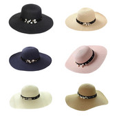 Kézzel készített strandkalap széles karimájú szőtt cowboy sapka nőknek Férfi Öltöztetős Party Gyöngy Cowgirl Kalap kempingezéshez