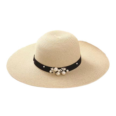 Kézzel készített strandkalap széles karimájú szőtt cowboy sapka nőknek Férfi Öltöztetős Party Gyöngy Cowgirl Kalap kempingezéshez