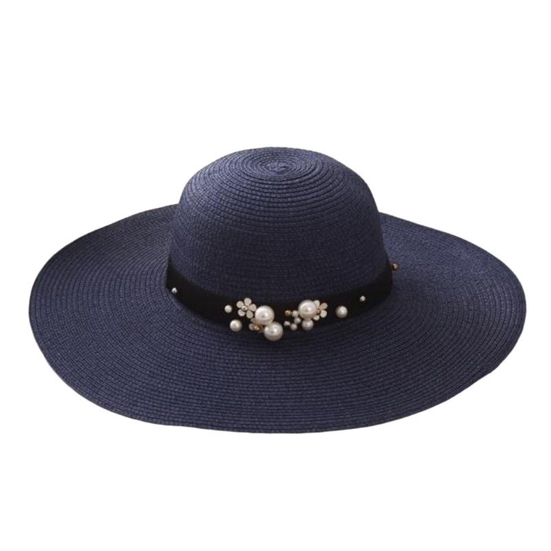 Ръчно изработена плажна шапка с широка периферия, тъкана каубойска шапка за жени, мъже, парти с перли, шапка за каубойка за къмпинг