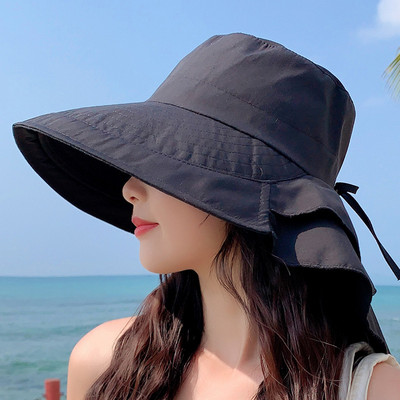 Sparsil nyári sapka nőknek széles karimájú UV védelem Panama vödörsapkák Korea stílusú kirándulási strandra összecsukható lófarok napernyő sapkák