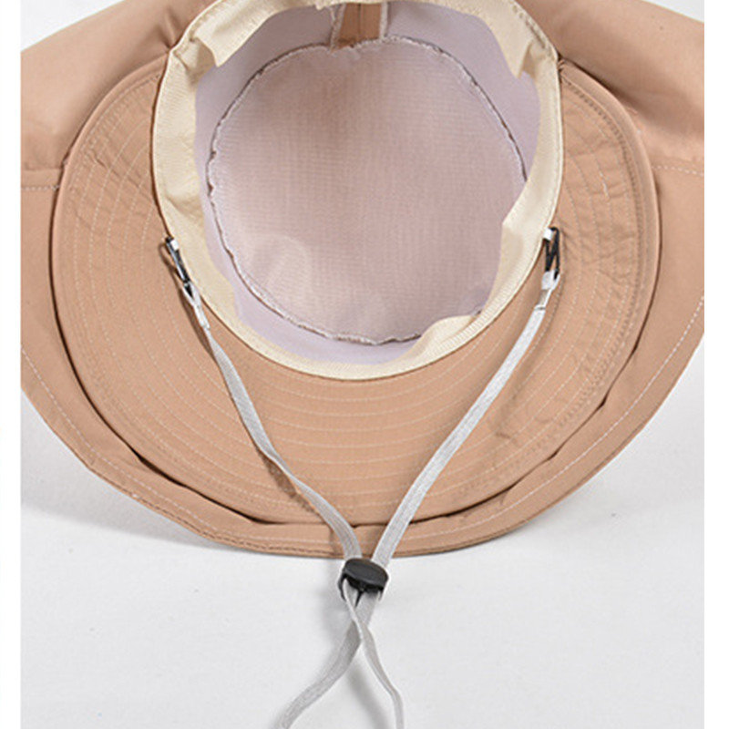 Pălărie de vară Sparsil pentru femei cu boruri largi, protecție UV, pălării cu găleată Panama, în stil coreean, ieșire la plajă, șapci de soare pliabile cu coadă de cal