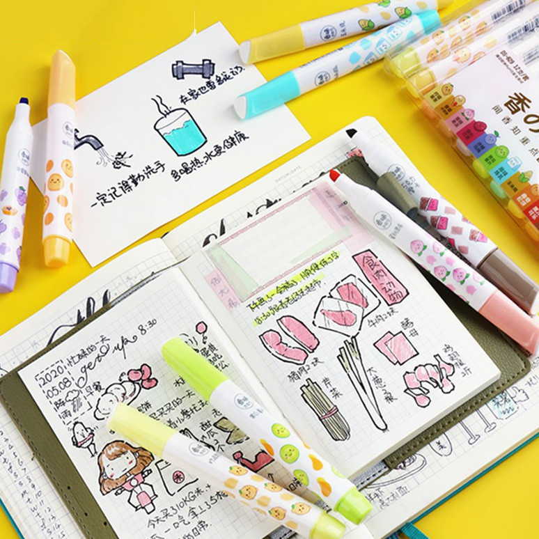 6 бр./компл. Флуоресцентна маркерна писалка Маркери Пастелна писалка за рисуване за студенти Училищни офис консумативи Сладки канцеларски материали