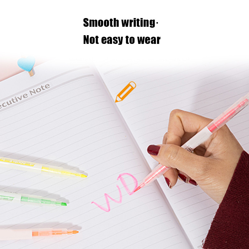 Двустранни хайлайтери с широки и фини върхове Различни цветове Химикалки с двоен връх 6 цвята за студентски класни хайлайтери