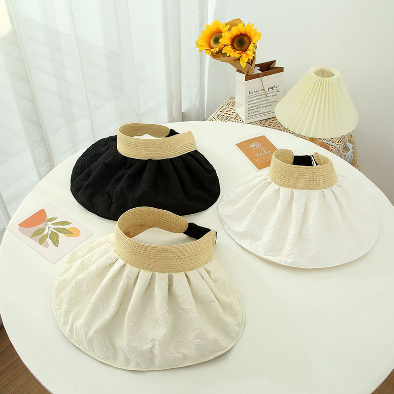 Дамска нова лятна шапка със слънцезащитен крем с широка периферия, регулируема горна част, празна флорална щампа, външна шапка с козирки Ежедневни плажни шапки, които могат да се движат на Fordable