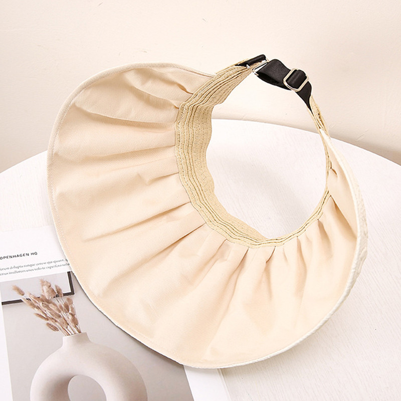 Дамска нова лятна шапка със слънцезащитен крем с широка периферия, регулируема горна част, празна флорална щампа, външна шапка с козирки Ежедневни плажни шапки, които могат да се движат на Fordable