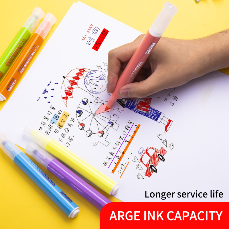 M&G 6 culori/set Mini drăguț, butoi gros, pix pentru marcaj colorat, culoare moale, pentru marker școlar, papetărie, evidențiator pentru școală