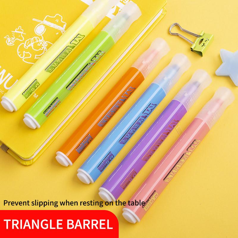 M&G 6 culori/set Mini drăguț, butoi gros, pix pentru marcaj colorat, culoare moale, pentru marker școlar, papetărie, evidențiator pentru școală