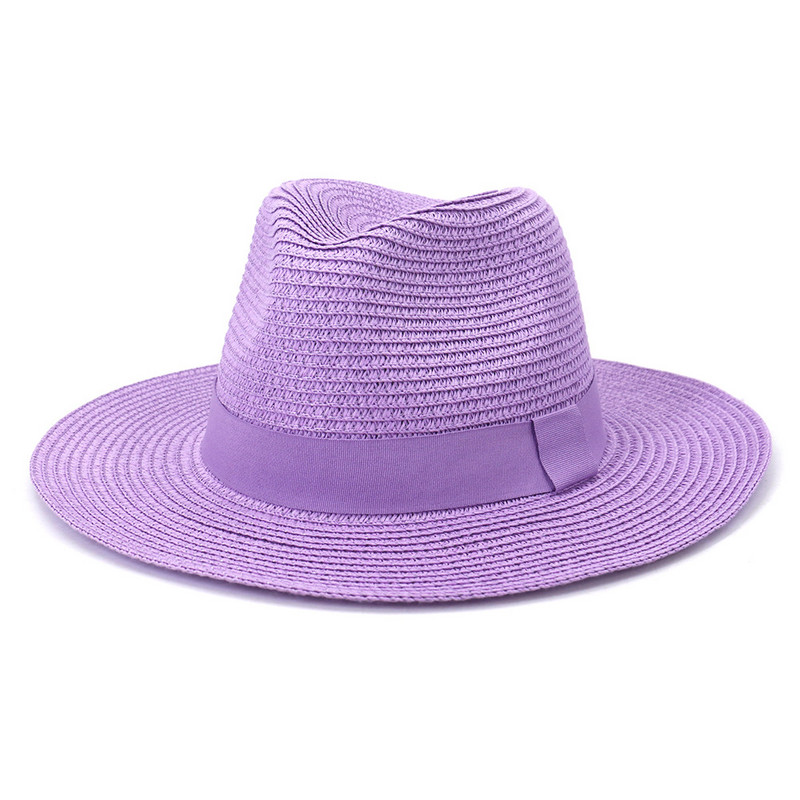 Pălărie de soare pentru bărbați de vară Panama pălărie de paie cu boruri largi moda colorată în aer liber jazz plajă pălărie de soare en-gros