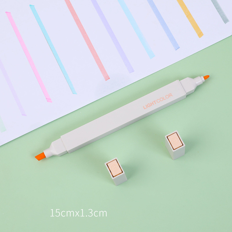 Set de 6 pixuri de evidențiere super moi cu două capete, vârf de pensulă, marker de culoare deschisă, liner pentru pictură, desen, școală de artă F064