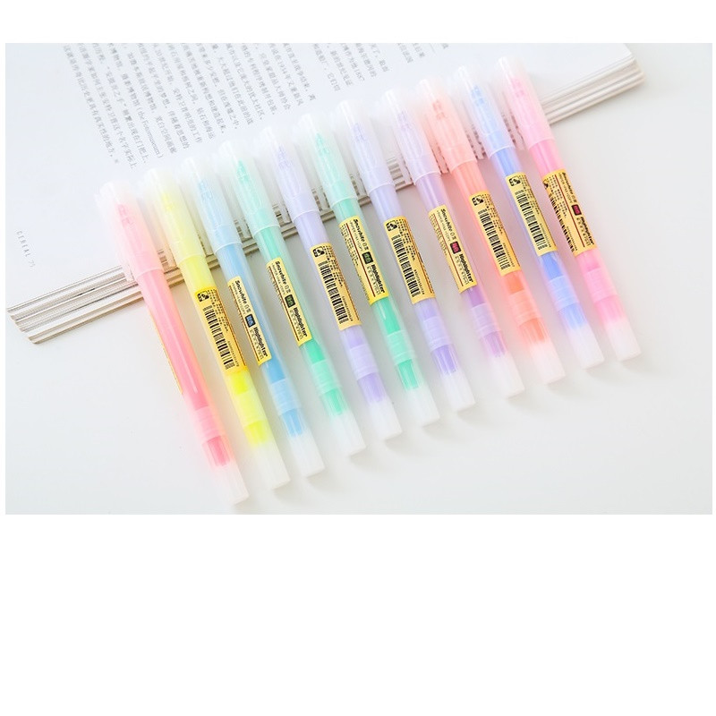 10 buc Set de pixuri marcator de culoare fluorescentă ușoară pentru evidențiere a căptușelii oblice Desen evidențiat Rechizite pentru studenți de birou și școală A6129